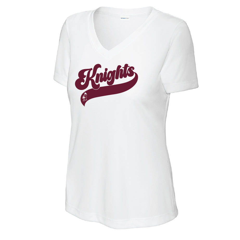 Sts Peter & Paul School Ladies V-Neck Dri-Fit "Knights (Script)" Shirt